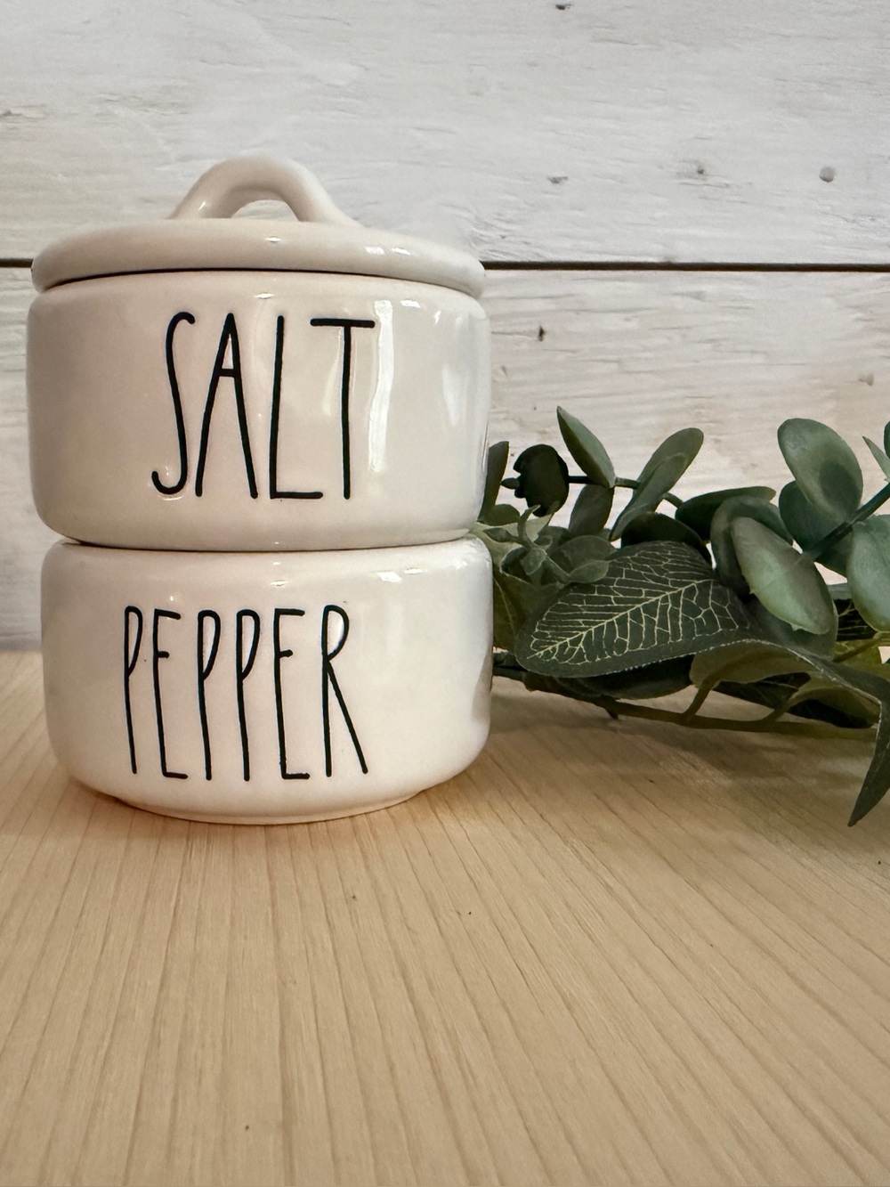 Rae Dunn salt and pepper stacker